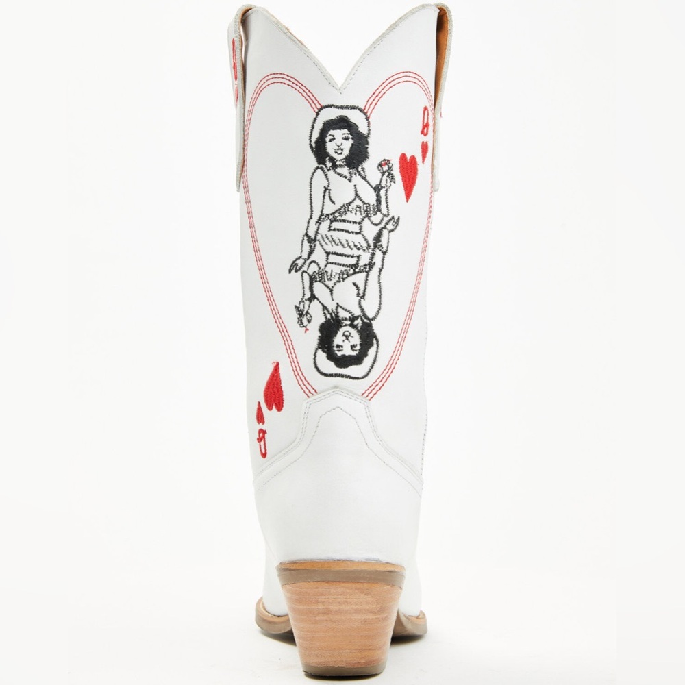 Dingo‎ Queen Of Hearts White and Red Western Heeled Boots - Picture 5 of 6